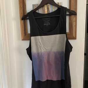 Black athletic fit tank with faded photo graphic